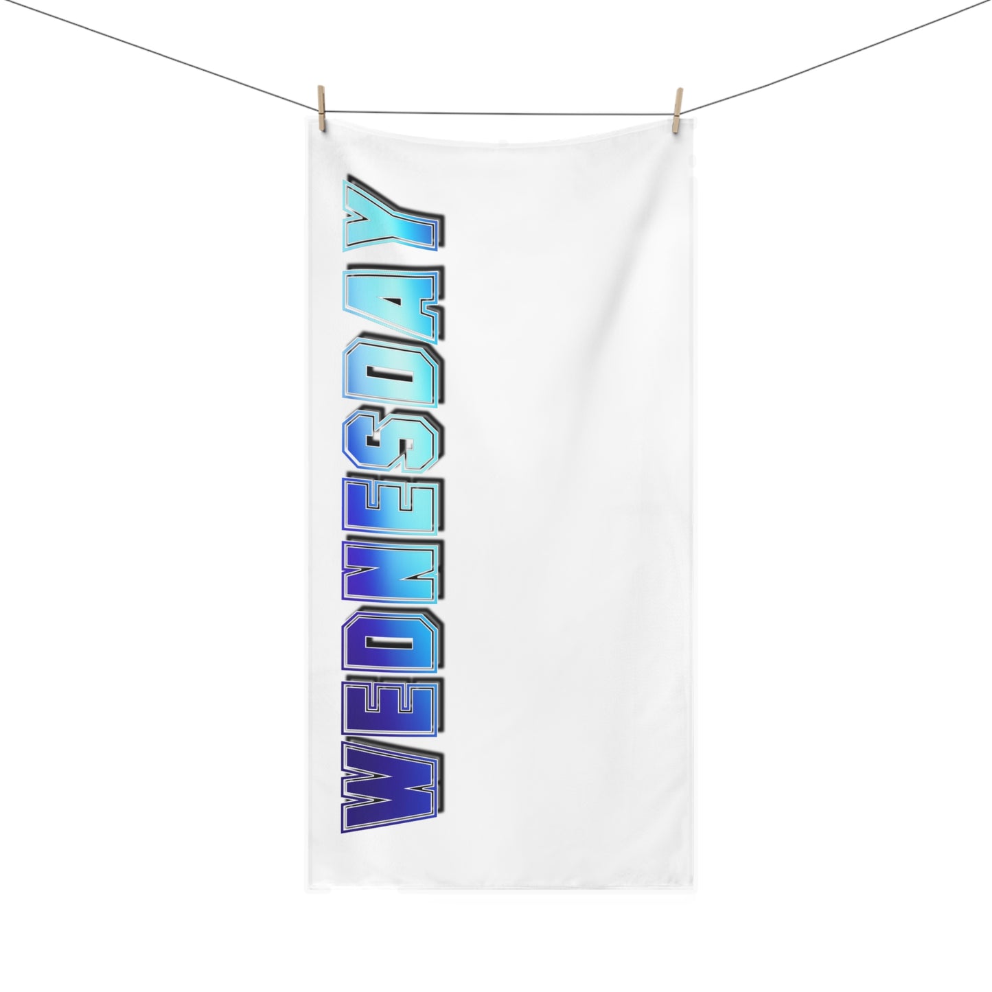Wednesday Graphic Beach Towel – Bold Blue Ombre Text