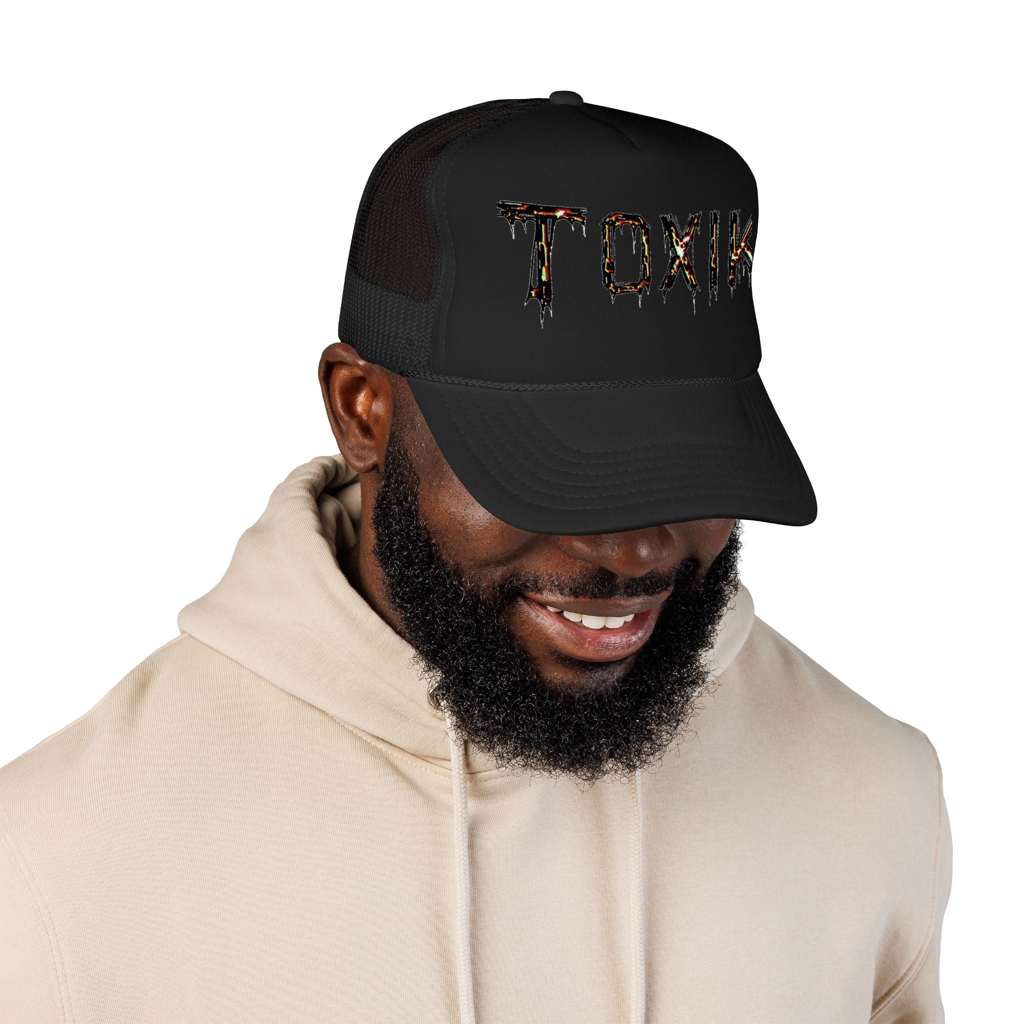 TOXIK Trucker Hat — Distressed Grunge Foam Mesh Cap