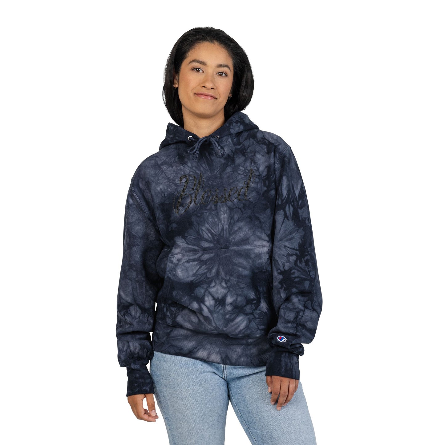 Tie-Dye Champion Hoodie — Embroidered Logo Pullover