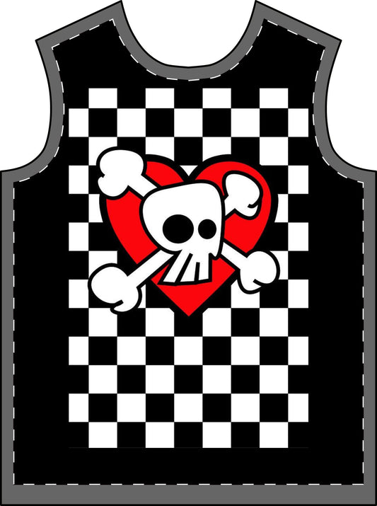 Skull & Heart Checkerboard Tank Top — Punk Gothic Graphic Mens Tank