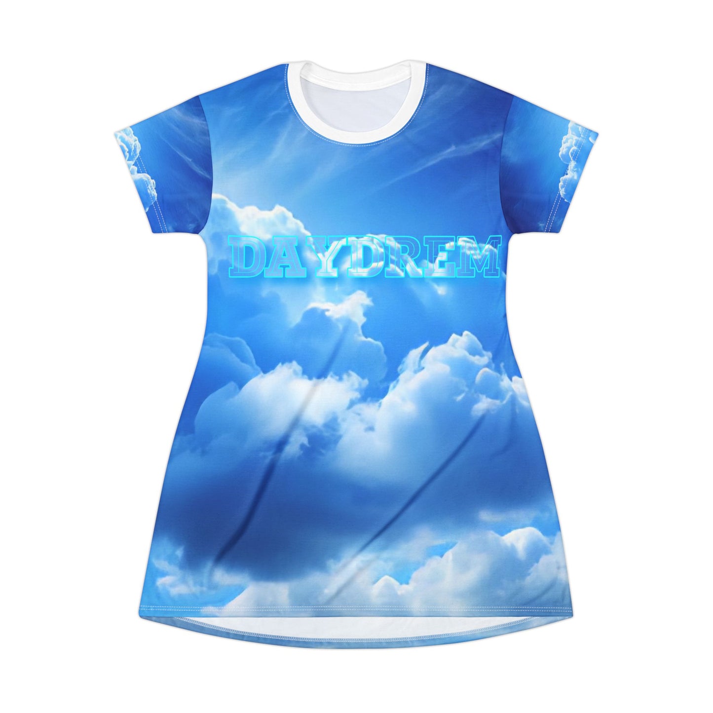 Daydream Clouds T-Shirt Dress — Blue Sky All-Over Print