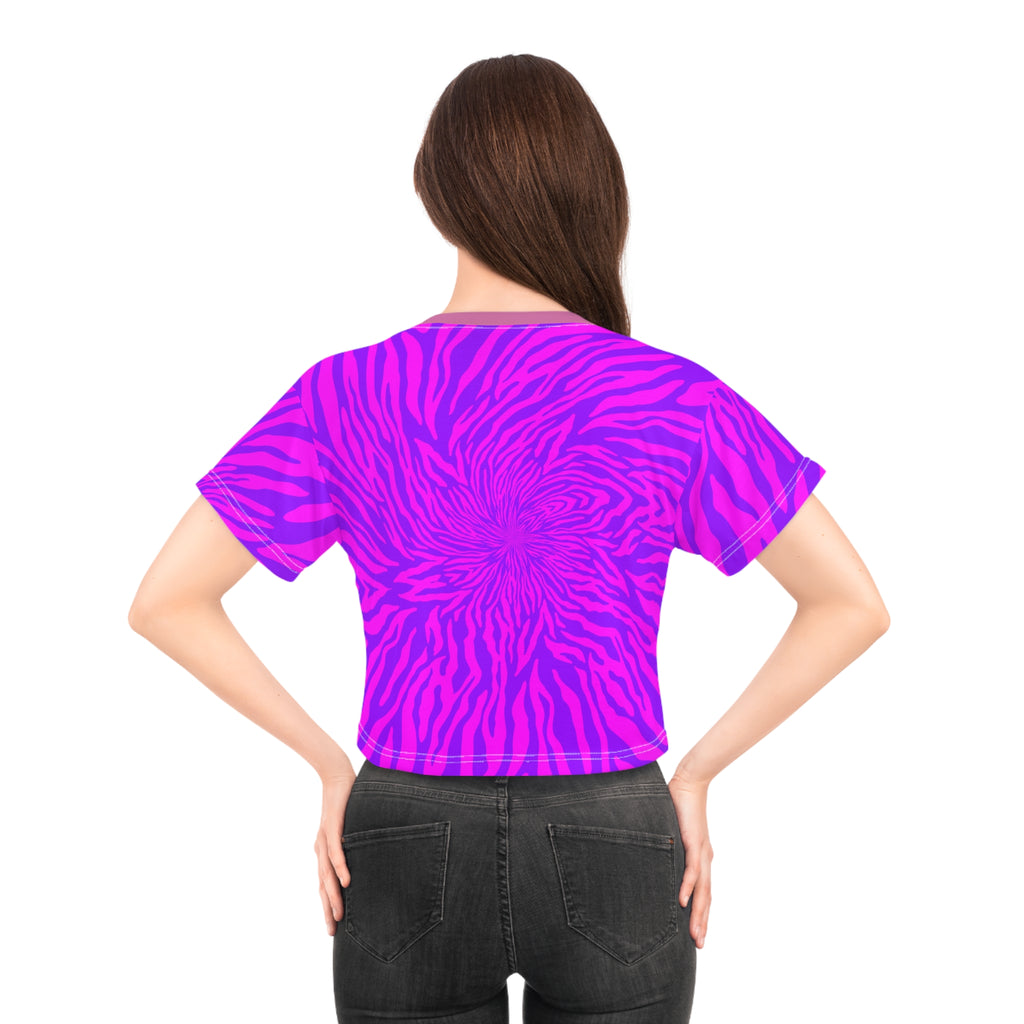 Toxic Crop Tee — Neon Pink Zebra Graphic Top