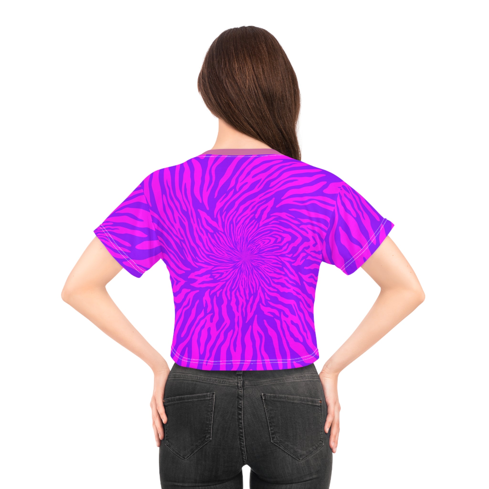 Toxic Crop Tee — Neon Pink Zebra Graphic Top