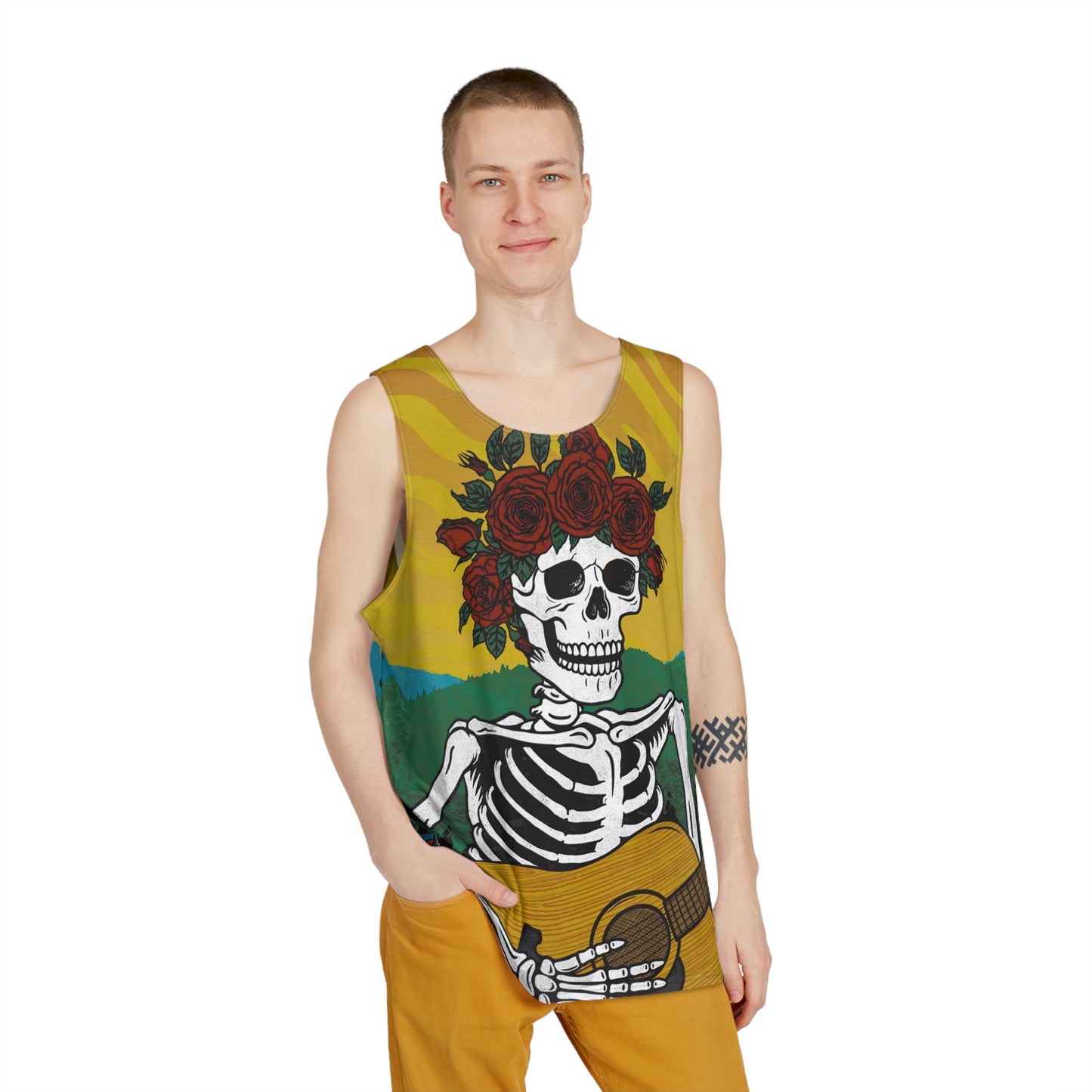 Men's Tank — Acoustic Skeleton Guitar Beach Tank Top