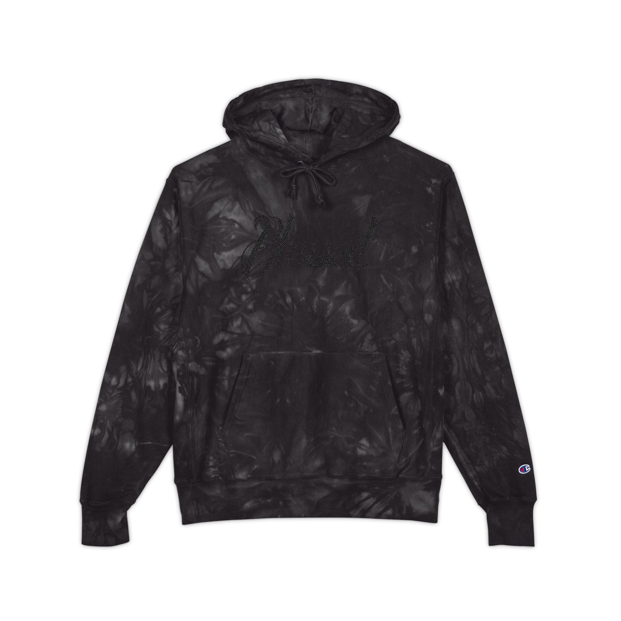 Tie-Dye Champion Hoodie — Embroidered Logo Pullover