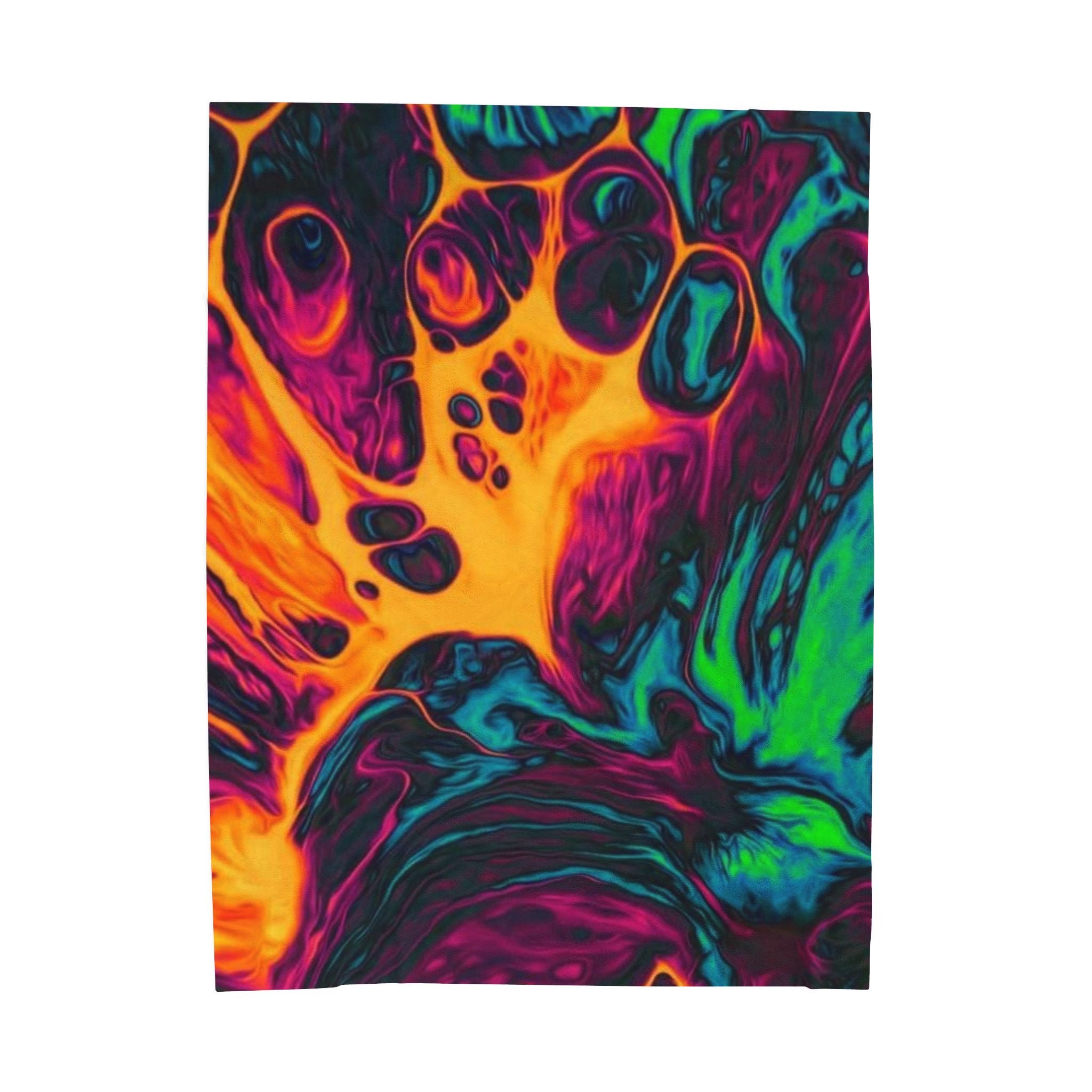 Psychedelic Swirl Velveteen Plush Blanket — Vibrant Neon Abstract Throw