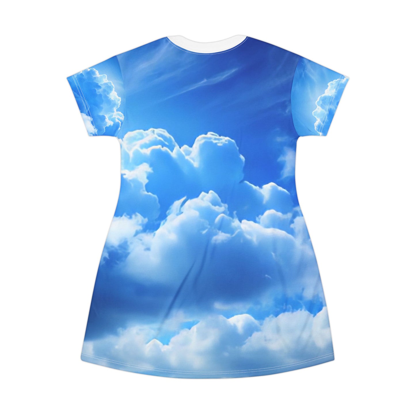 Daydream Clouds T-Shirt Dress — Blue Sky All-Over Print