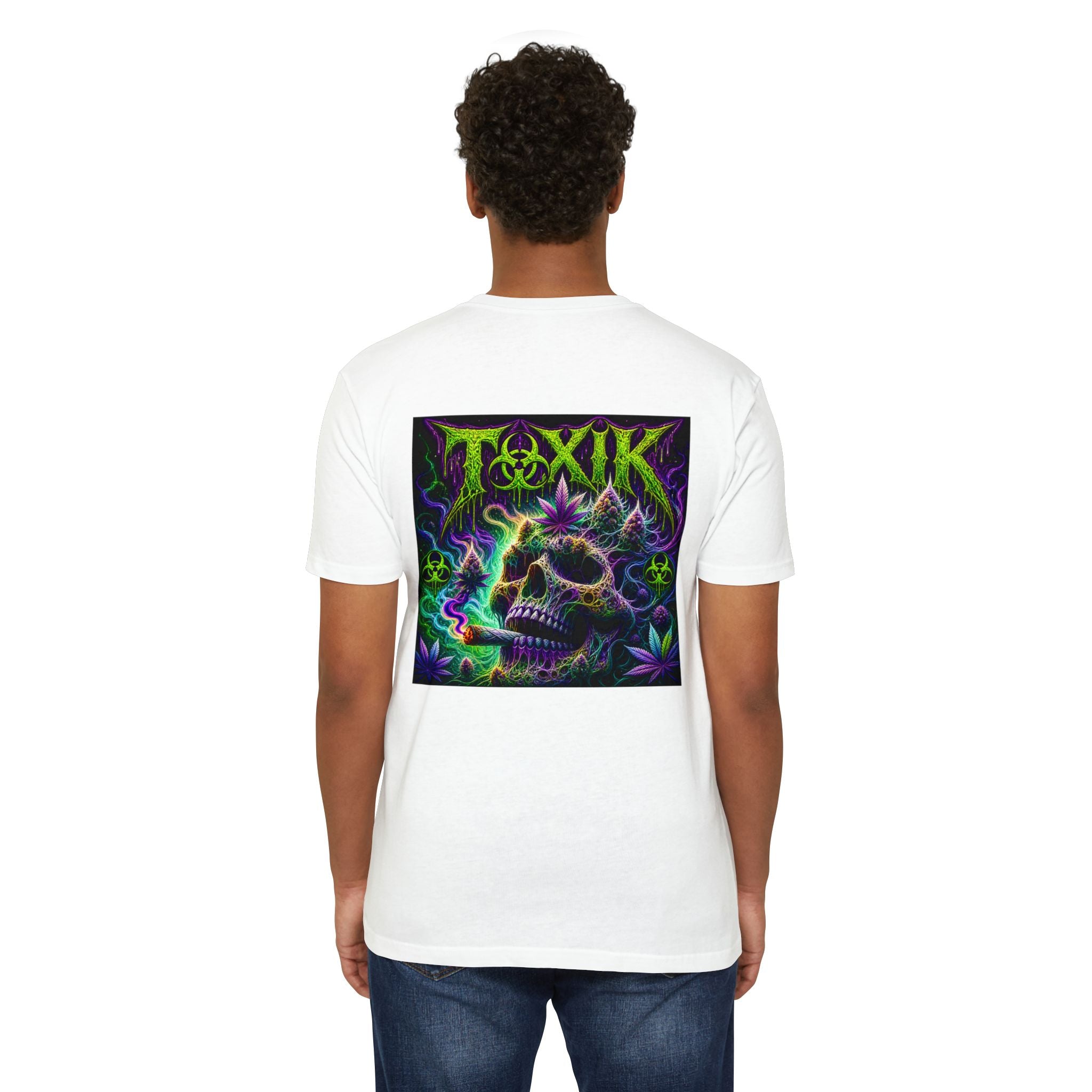 TOXIK Skull & Cannabis Graphic T‑Shirt — Neon Psychedelic Streetwear