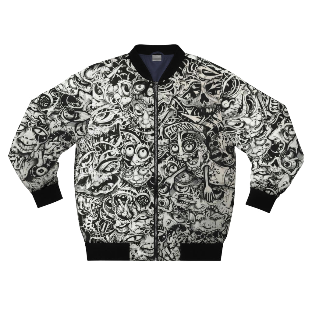 Doodle Skull All-Over Print Bomber Jacket
