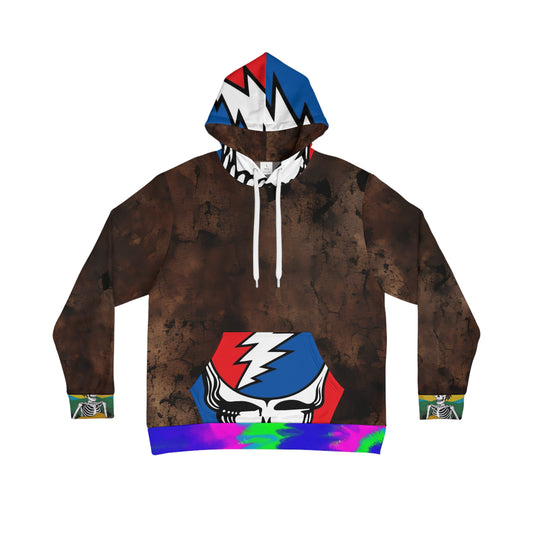 Grateful Dead Skull All-Over Print Hoodie — Psychedelic Tie-Dye Brown AOP