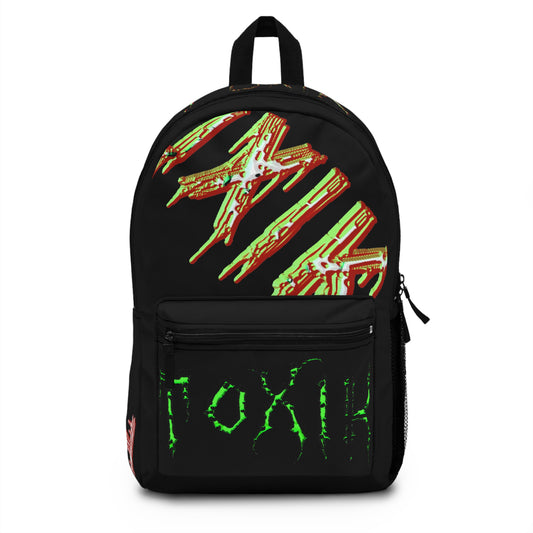 Toxic Graphic Backpack — Glitch Goth Streetwear Bag